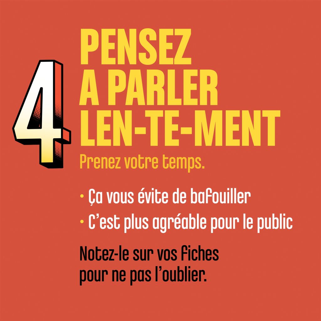 parler lentement en public