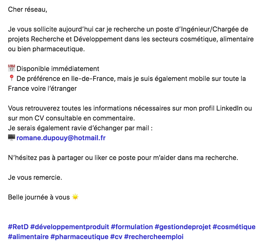 Créer un post LinkedIn de recherche d'emploi pour se démarquer