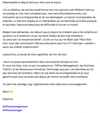 exemple post recherche emploi office manager